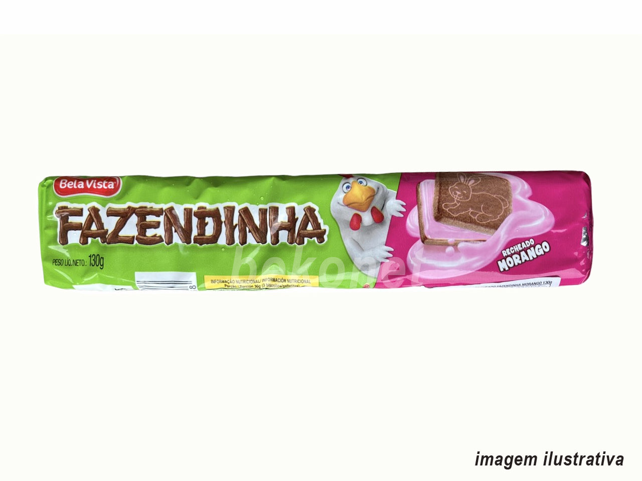 ★ EM FALTA ★ Bolacha Recheada Sabor Morango FAZENDINHA 130g