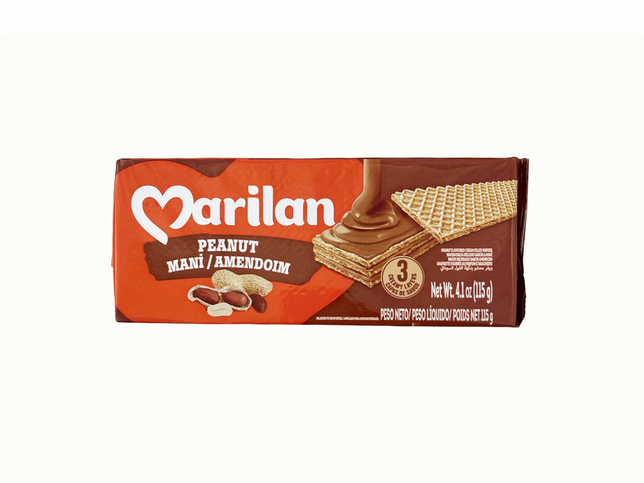 ★ EM FALTA ★ Bolacha Wafer Sabor Amendoim MARILAN 115g