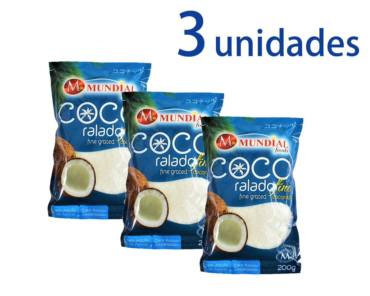 Coco Ralado Fino MUNDIAL 200g 3 unidades ¥900