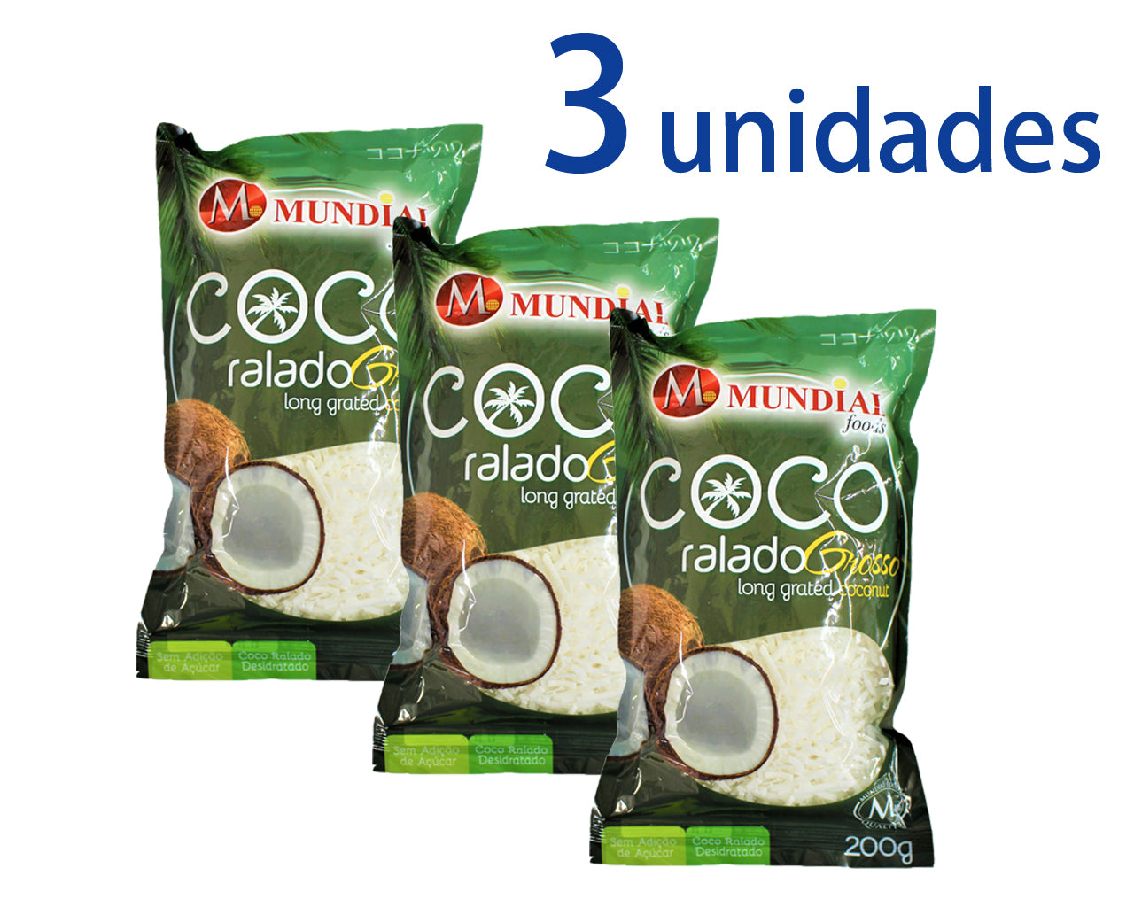 Coco Ralado Grosso MUNDIAL 200g 3 unidades ¥900